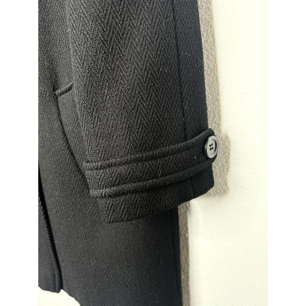 Vintage Alorna Pea Coat Large Black 80s Made In‎ USA 100% Wool Classic Luxury